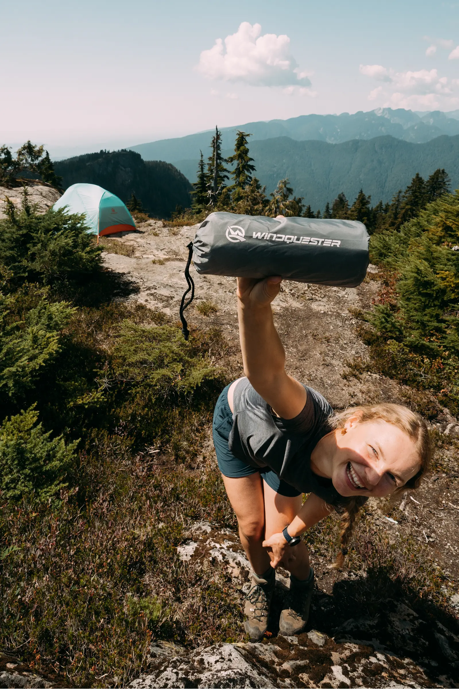Side sleeper resting comfortably on the WindQuester sleeping pad
